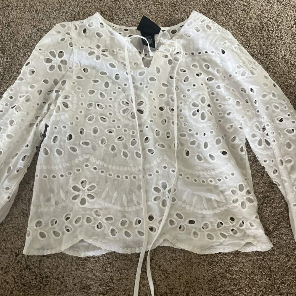 Chic White Eyelet Blouse for Women